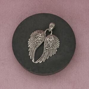 sarda sterling silver large bali scroll angel wings pendant